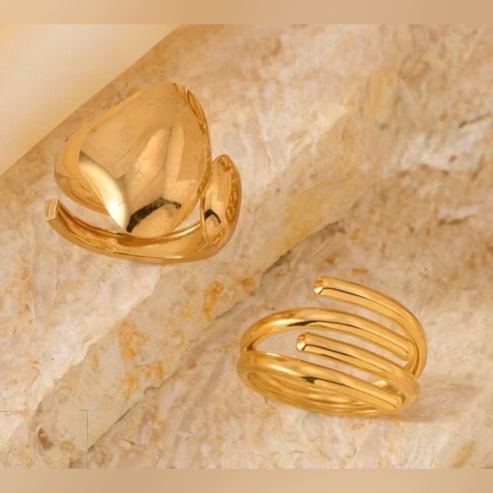 NWOT 18K Plated SS Adjustable  Rings - Picture 3 of 5